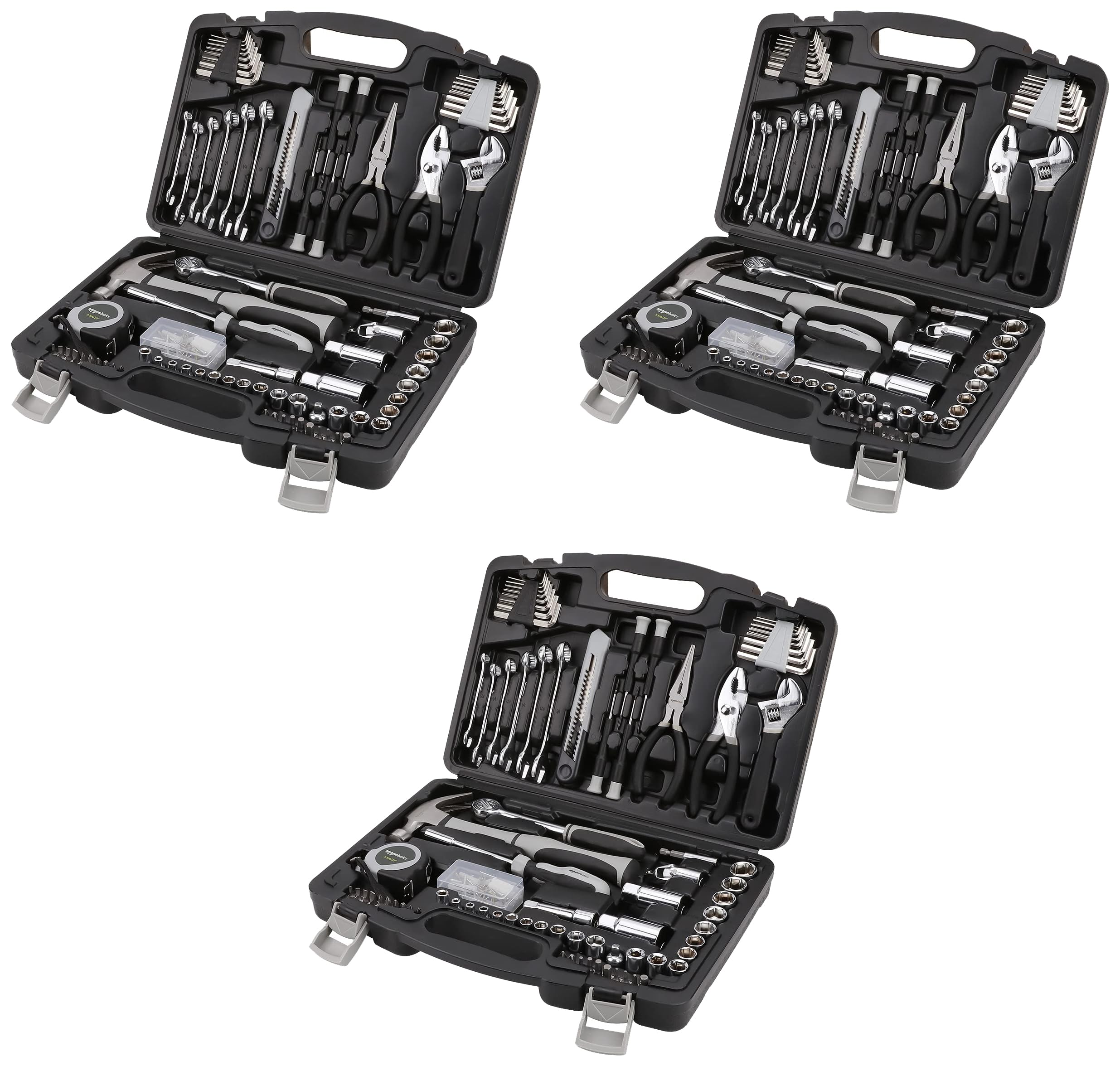 Amazon Basics 131-Piece General Household Hand Tool Set with Storage Case for Home Repair, Portable